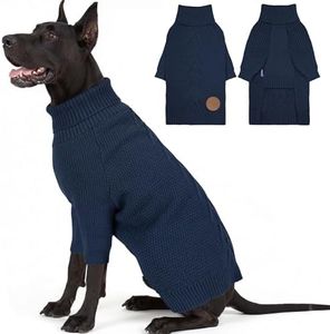 cyeollo 4XL Dog Sweater, Stretchable & Cozy Warm Dog Sweaters for Large Dogs Boy, Pullover Knit Fall Winter Sweatshirt Big Dogs Clothes, Doberman Great Dane Apparel, Navy XXXXL