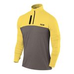 TCA Fusion Gym Tops For Men Training Sports Long Sleeve Running Top Men Gym Clothes - Castlerock Grey/Sonic Yellow, L