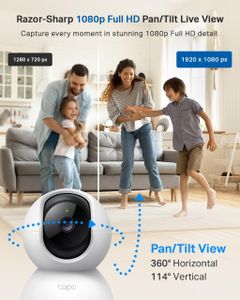 Tapo TC70 Indoor Security Camera – 1080p HD, Pan/Tilt, Night Vision, WiFi, Alexa & Google Compatible