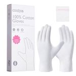 COOLJOB Cotton Gloves, 6Pairs(12Pcs) Moisturizing Gloves for Dry Hands Overnight, White Cotton Work Gloves for Women Men Eczema, Ambidextrous Washable SPA Cotton Cloth Gloves, Large Size