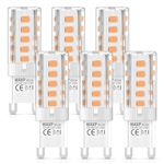 G9 LED Bulbs Warm White 4W, 3000K, Equivalent 40W G9 Halogen Light Bulbs, No Flickering, Non-Dimmable, 6 Pack