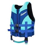 Swim Vest for Kids, Children Float Jacket Vest with Crotch Strap Summer Water Sport Assistance Buoyancy Swim Trainer Vest Float Jacket Swimwear for Boys Girls Toddler(Cyan, M)