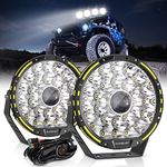 Auxbeam 9 inch 270W LED Driving Lights 360 Pro Series Round LED Offroad Lights 37776LM Spot Flood Off Road Light Bar Auxiliary Spotlight for Trucks Jeep Car 4x4 Pickup