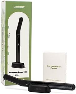 Leaf Shave | The Leaf Dermaplaner Kit, Black - All-Metal Facial Razor and Exfoliating Tool for Women; Includes Dermaplaner, Matching Stand, & 10-Pack of Refills