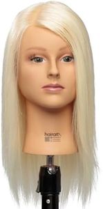 Olivia- [100% European Hair Mannequin], Cosmetlogy Training Head Doll, Platinum Blonde (17 inch)