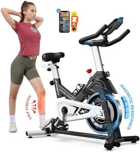 Pooboo Magnetic Exercise Bike Stationary, Indoor Cycling Bike with Built-In Bluetooth Sensor Compatible with Exercise bike apps& Ipad Mount, Comfortable seat and Slant Board, Silent Belt Drive, 350LBS