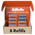 Gillette Men's Razor Blade Refills, 6 Fusion5 Cartridges, 2 ProGlide Power Cartridges