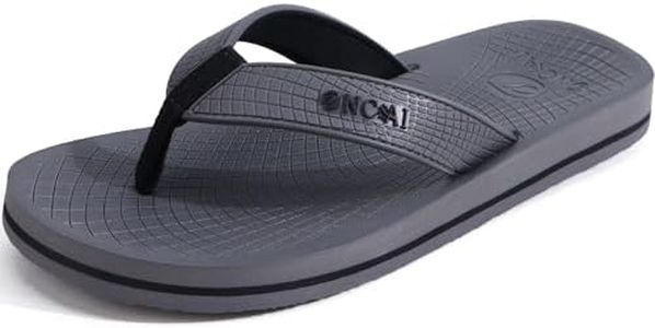 ONCAI Men's Flip Flops with Arch Support Footbed Summer Beach Fashion Orthotic Yoga Mat Thong Sandals with Non-slip Outdoor Cushion Rubber Soles