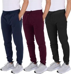 Real Essentials Big & Tall King Size Mens Joggers Sweatpants Fleece Pants Sweat Clothing Pockets Baggy Elastic Cuffed Workout Bottom Athletic Soft Warm Winter Gym Active, Set 4, 5X Tall, Pack of 3