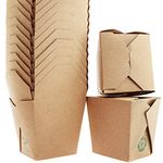 100% Recycled, Eco-Friendly 26 Oz Chinese Take Out Boxes 50 Pk. Unbleached, BPA-Free Takeout Containers are Leakproof and Microwavable. Stackable to-Go Meal Pails Great for Weddings or Party Favors