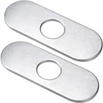 CustomyLife 2pcs 6" Hole Cover Faucet Deck Plate, Stainless Steel Oval Escutcheon Plate, Brushed Faucet Cover Plate for 1 Hole or 3 Hole Bathroom Kitchen Vanity Sink Faucet-Silver