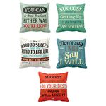 TheYaYaCafe® 20X20 inches Set of 5 Cushion Covers Either Way Your Right Motivational Quotes Printed Sofa Throw Pillows Multicolor