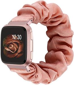 TOYOUTHS Scrunchie Bands Compatible with Fitbit Versa/Versa 2/Versa Lite Special Edition Women and Men Elastic Fabric Strap Pattern Replacement Bracelet Wristband Accessories(Rose Gold, Small)