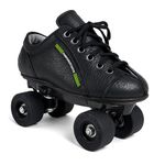 jaspo Unisex Honda Pro 30 Quad Skates With Rubber Wheels Fixed Body Roller Shoe For Training & Practice Purpose Beginners All Age Group, Black, 13 Uk (Foot Length (21.5 Cmsoutdoor Wheel)