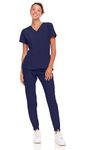 Natural Uniforms Womens Cool Stretch Jogger Scrub Set (True Navy Blue, X-Small)