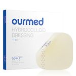 Ourmed Hydrocolloid Dressing Large 10cm x 10cm, Extra Thin Waterproof Wound Dressing, Adhesive Bandages for Light Exudate Wound, Blister, Acne, Superficial Wound Care, Faster Healing, 0.3mm, 10 Pack