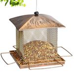 IWNTWY Bird Feeder for Outdoor Hanging, Heavy Duty Metal Squirrel Proof Wild Bird Feeders for Garden Yard Outside Backyard Decoration