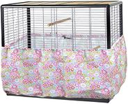 Large Adjustable Bird Cage Skirt Seed Catcher Birdcage Cover Seed Feather Catcher Bird Cage Guard with Adjustable Elastic Drawstring for Round Square Cage Fabric Design