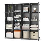 GIMTRR Closet Organizers, 16 Cubes Storage Shelf, Meuble de Rangement, Portable Closet Storage Shelves, Closet Organizers and Storage, Kids Bookcase Bookshelf for Bedroom, Office, Black