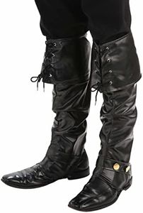 Forum Men's Deluxe Adult Pirate Boot Covers with Studs, Black, One Size