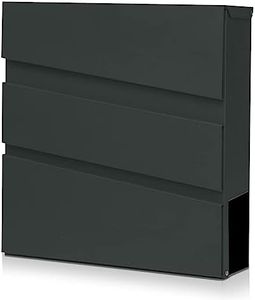 YOOBOX Wall-Mount Mailbox with Lock and Keys, Drop Box for House Outside, Locking Security, Rust-Proof Mail Box with Newspaper Compartment, 14.57 x 14.57 x 4.33 Inch, Dark Grey, MD021 X-Large