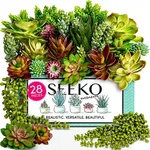 SEEKO Succulents Artificial Succulents - 28 Pieces - Premium Succulent Plants Artificial - Realistic Faux Succulents - DIY Unpotted Textured Fake Succulents Décor