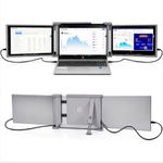 RIITEK 14" Portable Tri Screen Monitor, Dual 1080P Display Extender for 14–17" Laptops, USB-C & Mini HDMI, HDR, Kickstand, Compatible with Windows, Mac (Except M1/M2) & Switch, 1 Year Warranty