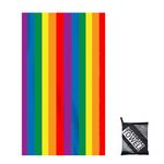 160x90cm Rainbow Stripe Beach Towels in a Bag Large Microfibre Thin Beach Towel for Adults,Quick Dry Sand Free Light Bath Towel Pool Towel for Mens Women,Bathroom,Holiday,Yoga,Gym Sports,Swimming