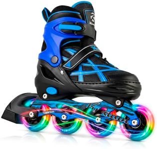 Kuxuan 4 Size Adjustable Inline Skates for Kids Boys Girls Ages 5-12,Illuminating Roller Skates Blades with Light Up Wheels, Safe & Fun Beginner Blades for Youth Kids Teen Outdoor Sports