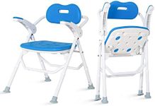 HEINSY Foldable Shower Chair with Armrests and Back,Heavy Duty Folding Bathtub Chair with Thicker Shower Seat for Elderly ,Handicap ,Disabled, Seniors & Pregnant,Supports Up to 330 lbs.