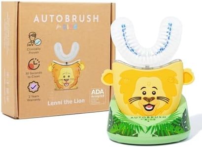 autobrush Kids Electric Toothbrush – Only ADA Accepted U-Shaped Toothbrush, Clinically Proven Up to 5.1X Better Cleaning, 30 Seconds, Full-Mouth 360 Coverage, LED Lights, Music, Ages 3-5, Lion