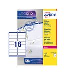 Avery Printable, Customisable Address Mailing Labels, Laser Printers, 16 Labels Per A4 Sheet, 1600 Labels, Ultragrip (L7162), White, 100 Sheets