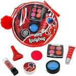 Miraculous Ladybug Kids Makeup Set - 10 Piece Bag with Nail Polish, Hair Chalk, Stickers & More - Safe, Non-Toxic Pretend Play Cosmetics - Miraculous Ladybug Themed Makeup Kit for Children