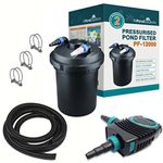 AllPondSolutions Pressurised Koi Fish Pond Filter with Pump, Hose, UV Steriliser Light All in One Complete Kit - Ponds Up to 12000 litres - PF-12000-KIT