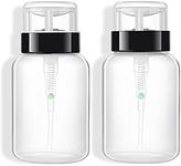 Goblinaduo 2 Pack Push Down Empty Lockable Pump Dispenser Bottle for Nail Polish and Makeup Remover Plastic Press Containers