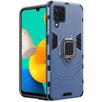 TheGiftKart Tough Armor Bumper Back Case Cover for Samsung Galaxy M32 4G | Ring Holder & Kickstand in-Built | 360 Degree Protection Back Case Cover for Samsung Galaxy M32 (PC, Polymer | Blue)