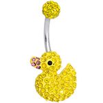 Body Candy Womens 14G 316L Stainless Steel Navel Ring Piercing Yellow Accent Rubber Ducky Belly Button Ring