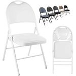 Nyxi Folding Chairs Premium Quality with Padded Fabric or PVC Seats, Metal Frame, Foldable Chair Home Office Dinning, Heavy Duty, Multi-Purpose Indoor & Outdoor (White PVC, 1 X Chair)