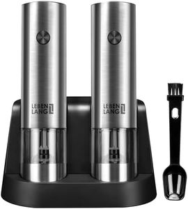 LEBENLANG Moulin à sel et poivrier electrique rechargeable - Avec batteries et accessoires & Pour sel gros I Moulin sel poivre electrique a sel electrique moulin a poivre electrique sel