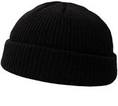 Faringoto Knitted Hat Unisex Fisherman Knit Cuff Beanie Trawler Winter Beanie Watch Hat Black