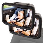 Lusso Gear Baby Backseat Mirror For Car (2 Pack) - Largest and Most Stable Mirror with Premium Matte Finish - Crystal Clear View of Infant in Rear Facing Car Seat - Safe, Secure and Shatterproof