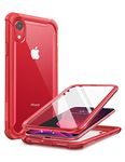 i-Blason Ares Case for iPhone XR 2018, Full-Body Rugged Clear Bumper Case with Built-in Screen Protector (Red)