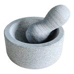 EZAHK Stone Mortar and Pestle Set Bowl unpolished, Okhli Masher, Khalbatta, Mixer, Natural & Traditional Grinder, Musal, Heavy Duty for Kitchen, Making for Spices (8 IN) Big Size