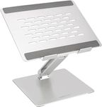 Amazon Basics Adjustable Ergonomic Laptop Stand, Multi-Angle with Heat Vent, For Laptops 10 (25.4 cm) - 17 Inches (43.2 cm), Silver