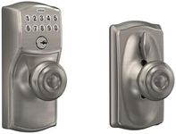 Schlage FE595 CAM 619 GEO Camelot Keypad Entry with Flex-Lock and Georgian Style Knobs, Satin Nickel