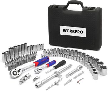 WORKPRO 108-Piece Socket Set – Metric & SAE, Chrome Vanadium