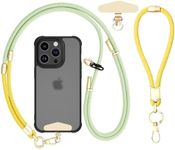 ZANZER Universal Phone Lanyard Crossbody Phone Strap and Wrist Strap Set, Adjustable Neck Strap Metal Buckle Cell Phone Cord Strap Compatible with Most Mobile Phone (Yellow + Green)