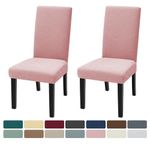 ZNSAYOTX Dining Chair Covers Stretch Fit Parson Chair Seat Slipcover 2 PCS, Newest Striped Chair Protector Cover Removable Washable for Dining Room Kitchen Banquet Wedding Party (2 Pack, Rose)