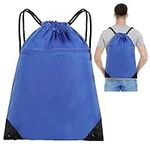 Waterproof Drawstring Bag Large Drawstring Gym Bag Nylon PE Bags Drawstring Bags Swimming Bag Sports Backpack for Men Women to Gym Sports Yoga Travel and Various Activities (Jewel Blue)