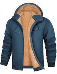 UMIPUBO Mens Hoodies Fleece Hoodie Sweatshirt Zip Up Sherpa Lined Jackets Thermal Long Sleeve Thick Warm Coats Casual Winter Hooded Outerwear with Pockets for Men (Blue, L)